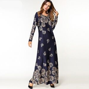 Yi Heng Mei Dress Blue Gold Sz M